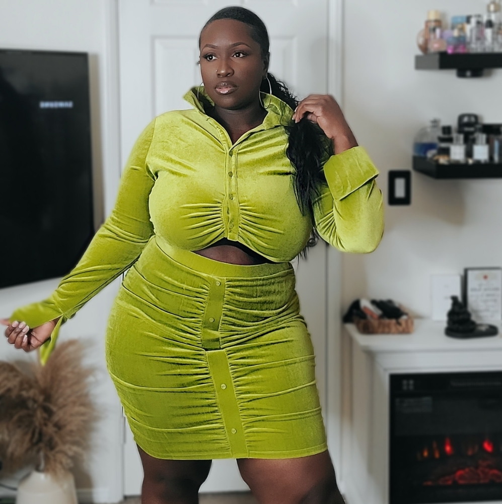 Fashion Nova Gigi Velvet Skirt Set. Like New!